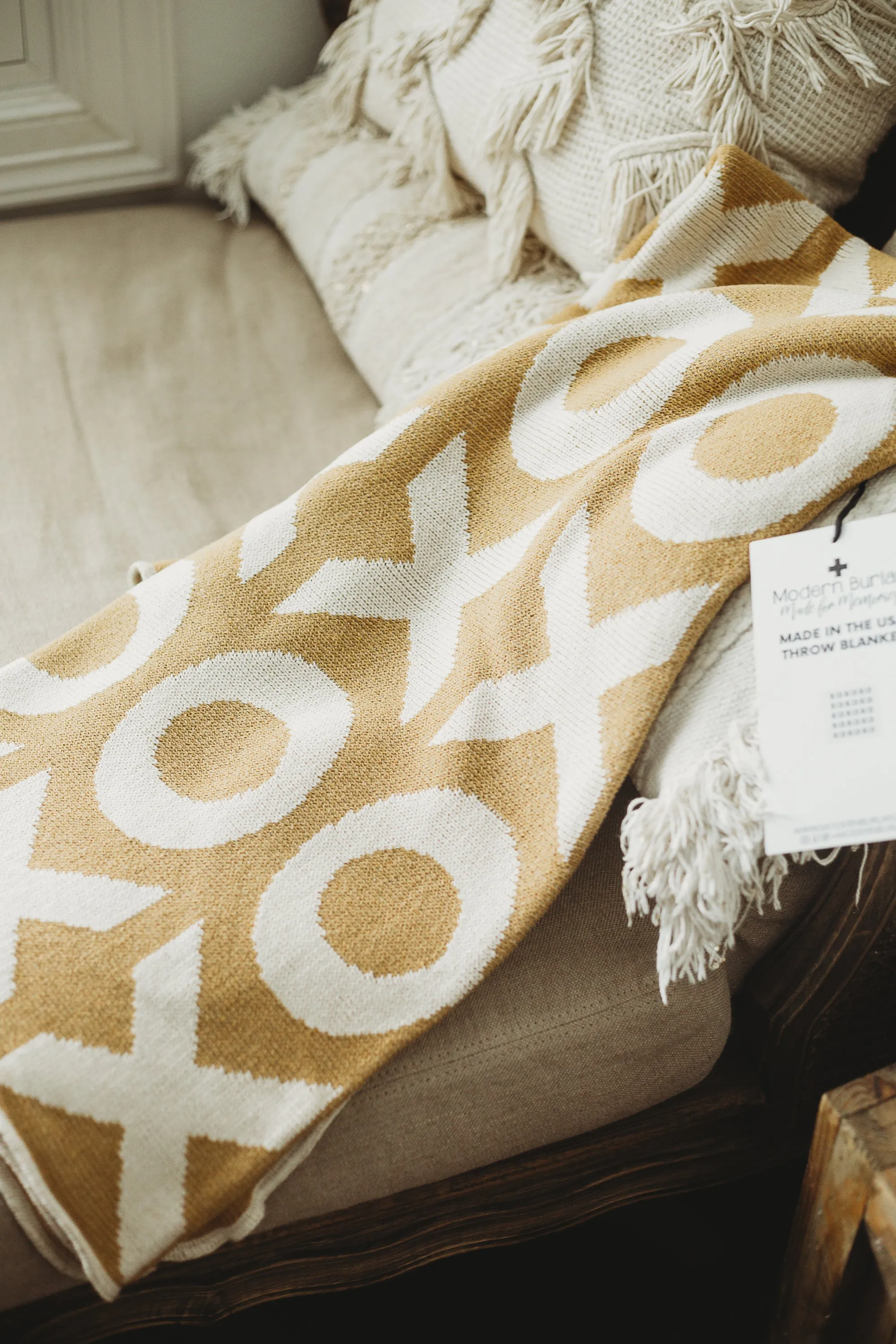 Made in the USA | Recycled Cotton Blend  XO Throw Blanket | NEW DESIGN