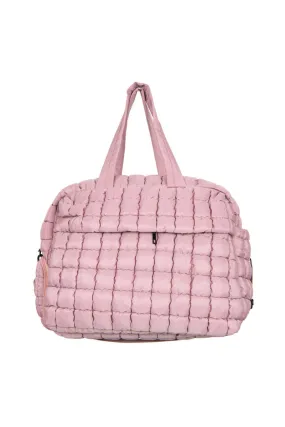 Mauve Quilted Weekend Duffel Bag w/ Pass-Thru Slip