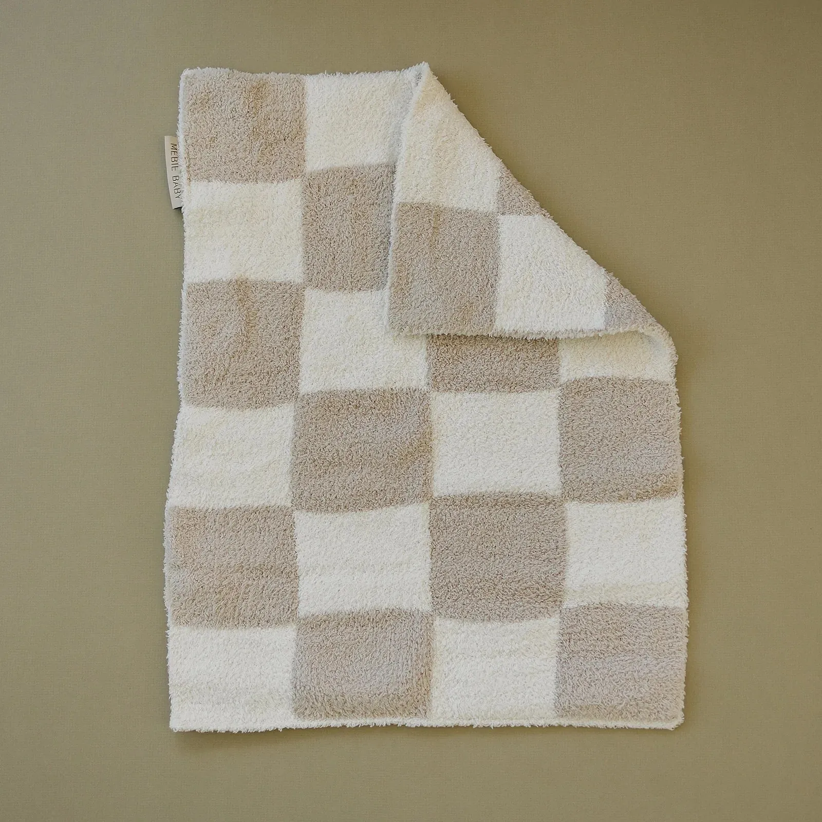 MEBIE BABY TAUPE CHECKERED PLUSH BLANKET | THREE SIZES