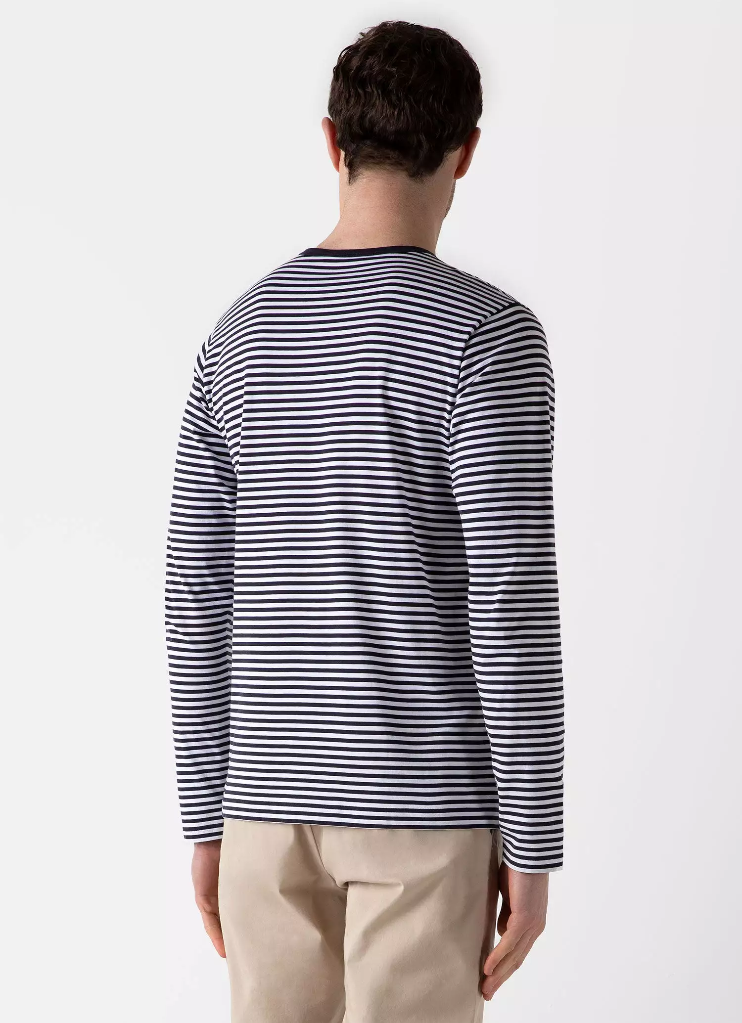 Men's Classic Long Sleeve T-shirt in Navy/White English Stripe