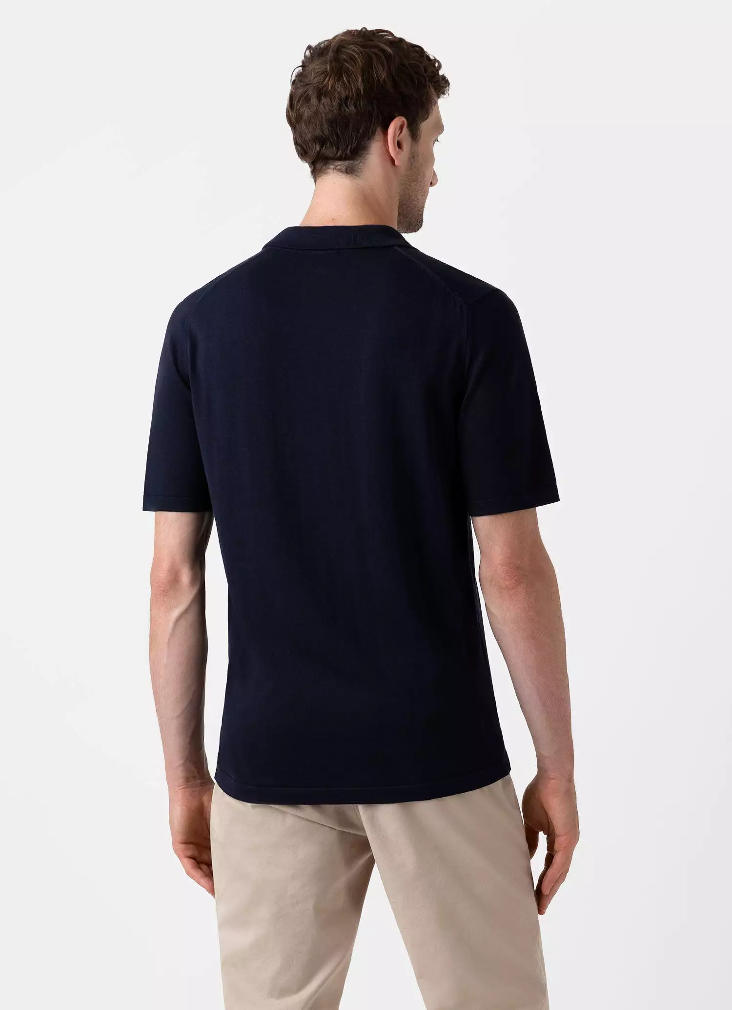 Men's Sea Island Cotton Polo Shirt in Light Navy