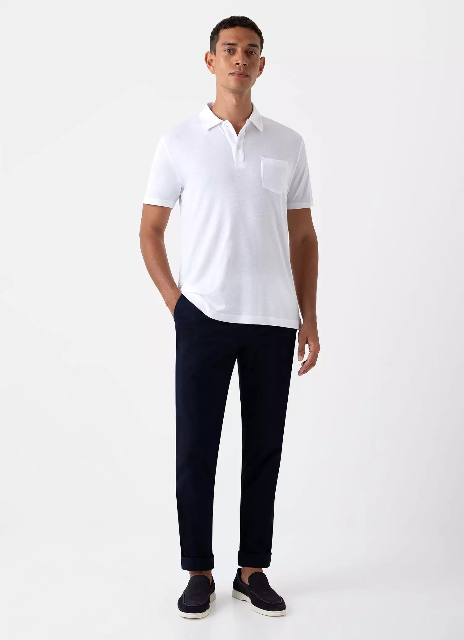 Men's Sea Island Cotton Riviera Polo Shirt in White