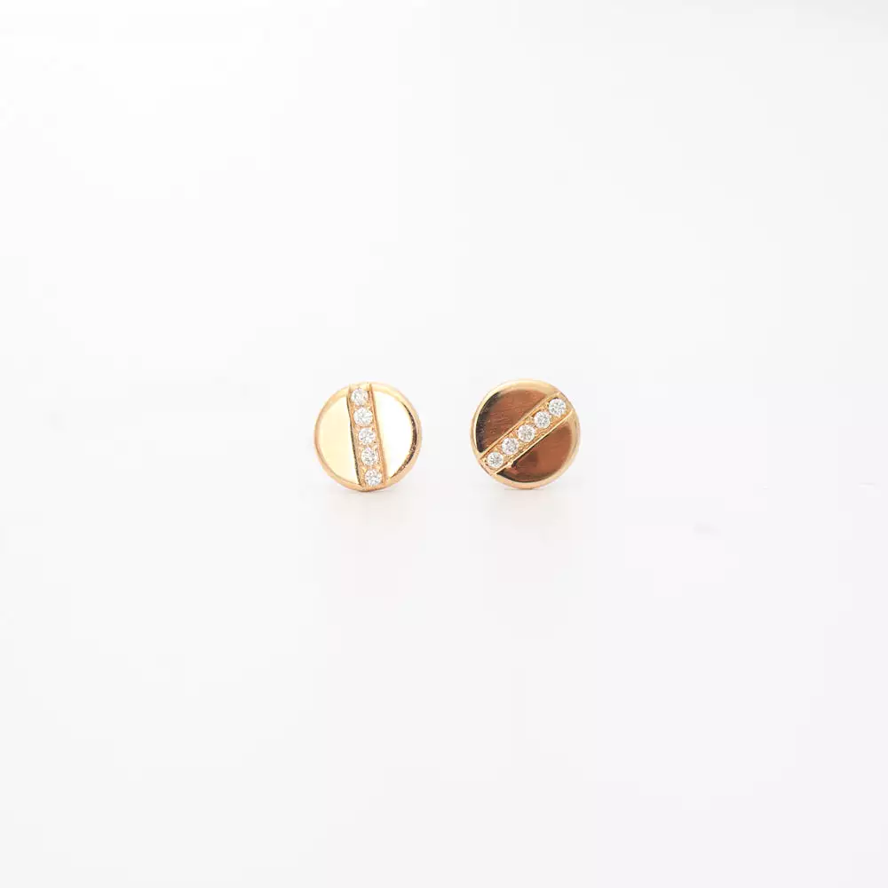 Midi Bitty Pavé Diamond Line Disc Studs