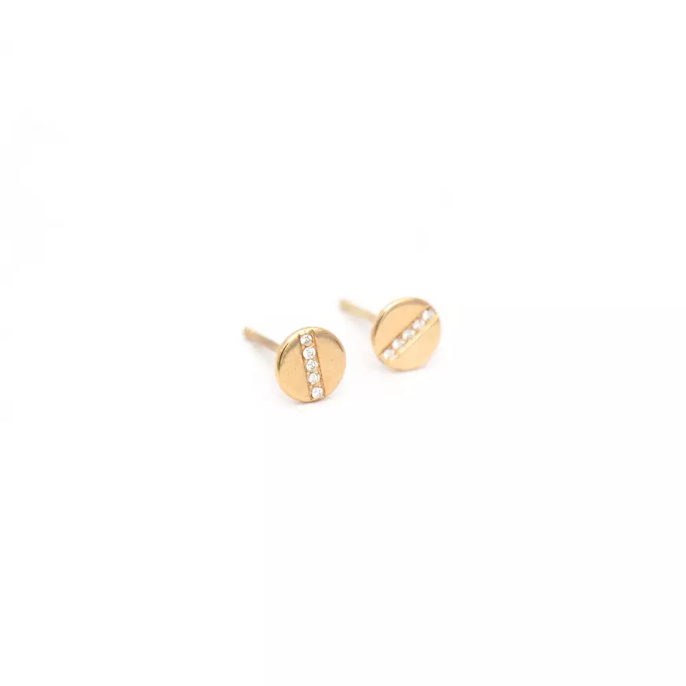 Midi Bitty Pavé Diamond Line Disc Studs