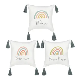 Mini Rainbow Pillow with Tassel In 3 Assorted Styles