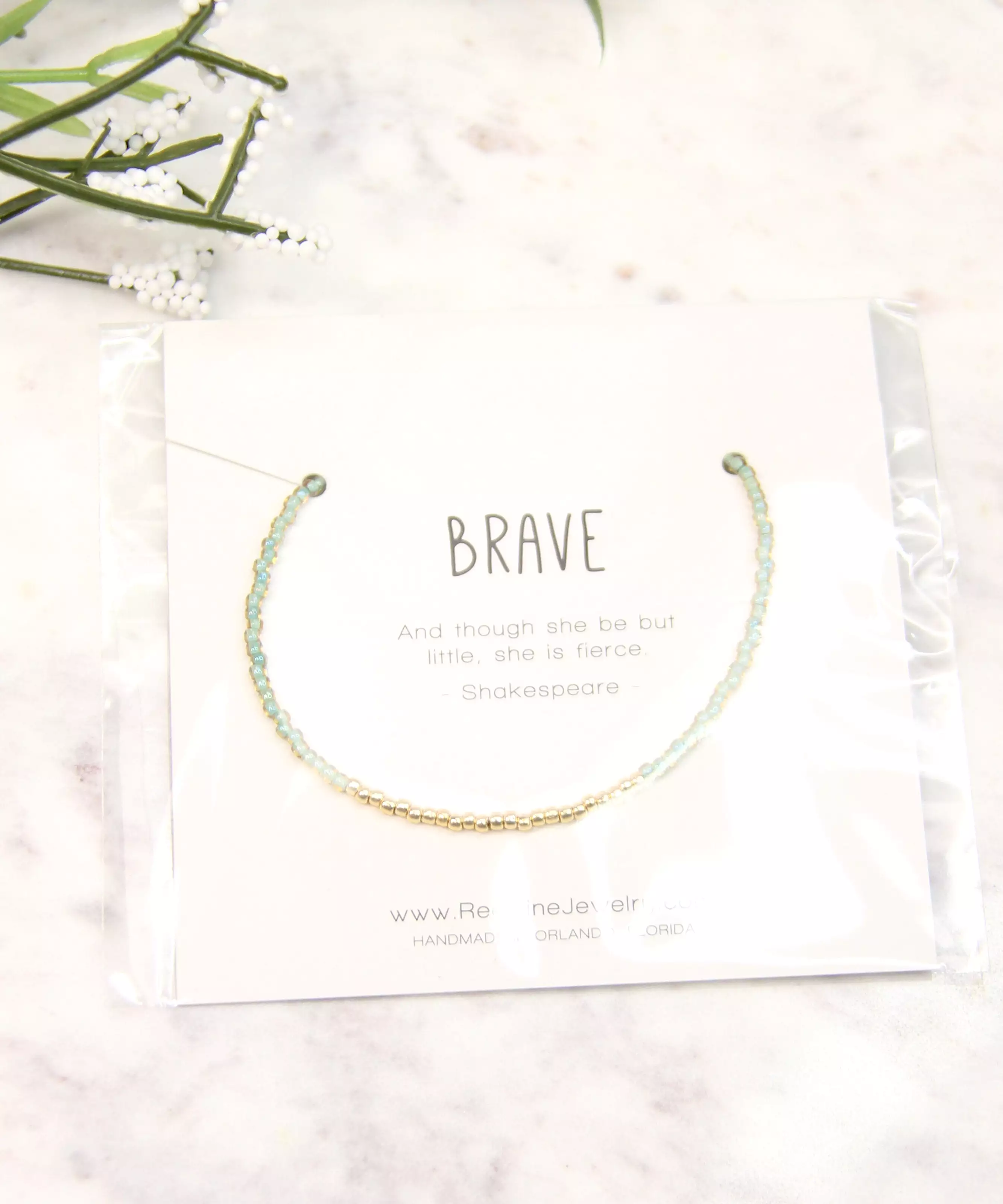 Minimalist Bracelet, Brave - Eucalyptus/Gold