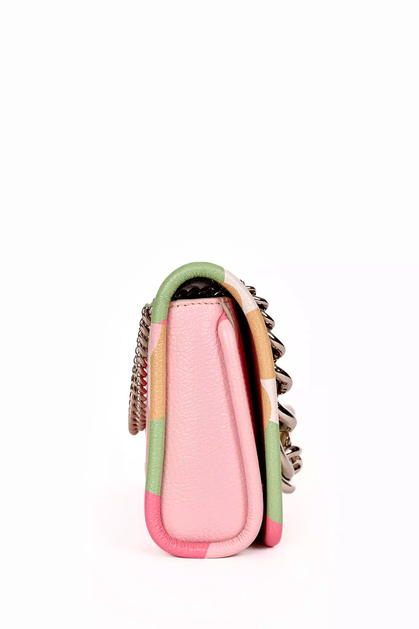 Miu Miu Green/Pink Floral Print Silver Chain Bag