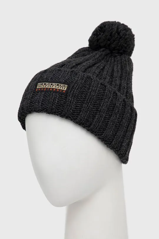 Napapijri wool blend beanie gray color