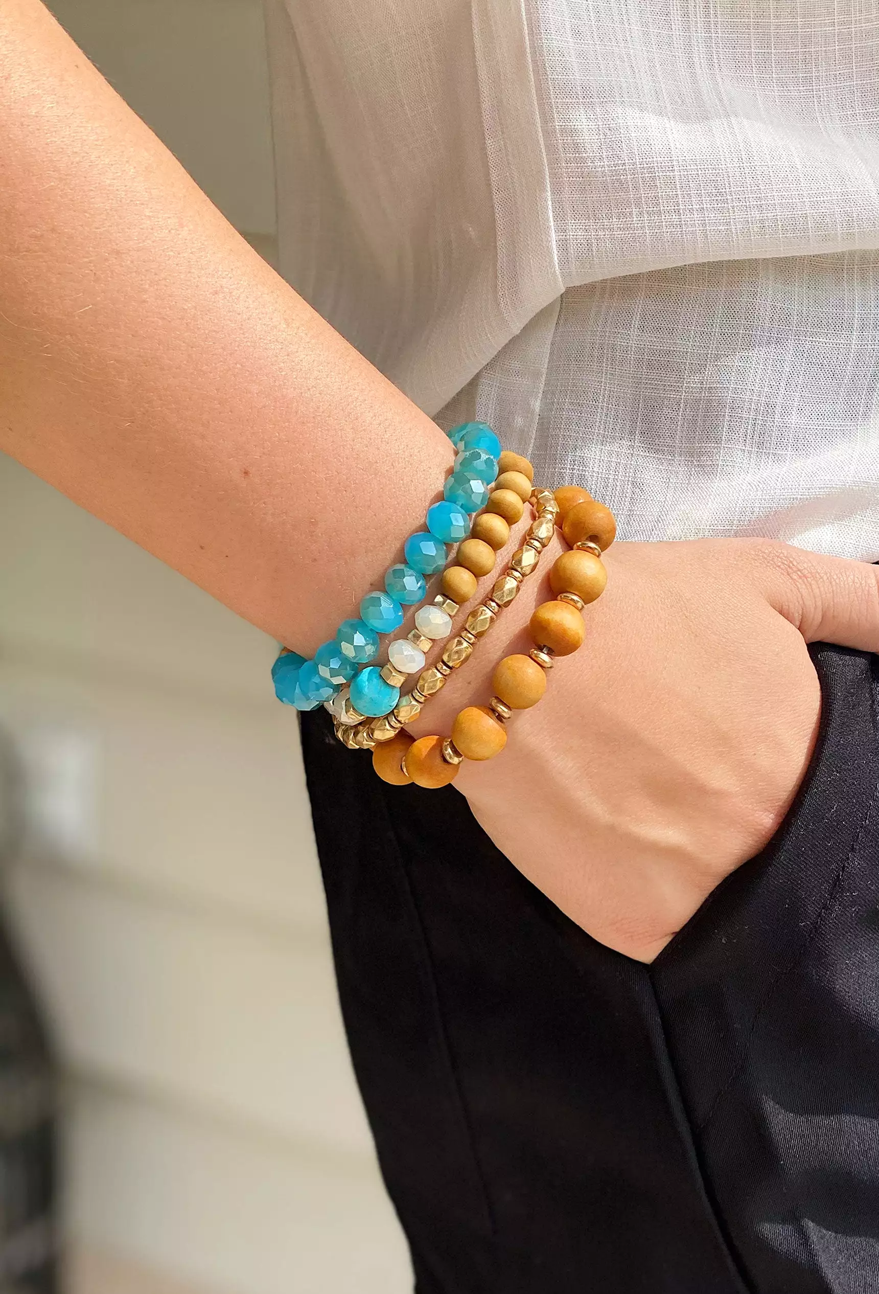 New Day Bracelet Set in Blue