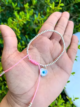 Ojo/heart adjustable bracelet