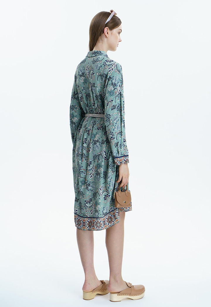 Paisley Printed Classic Midi Dress