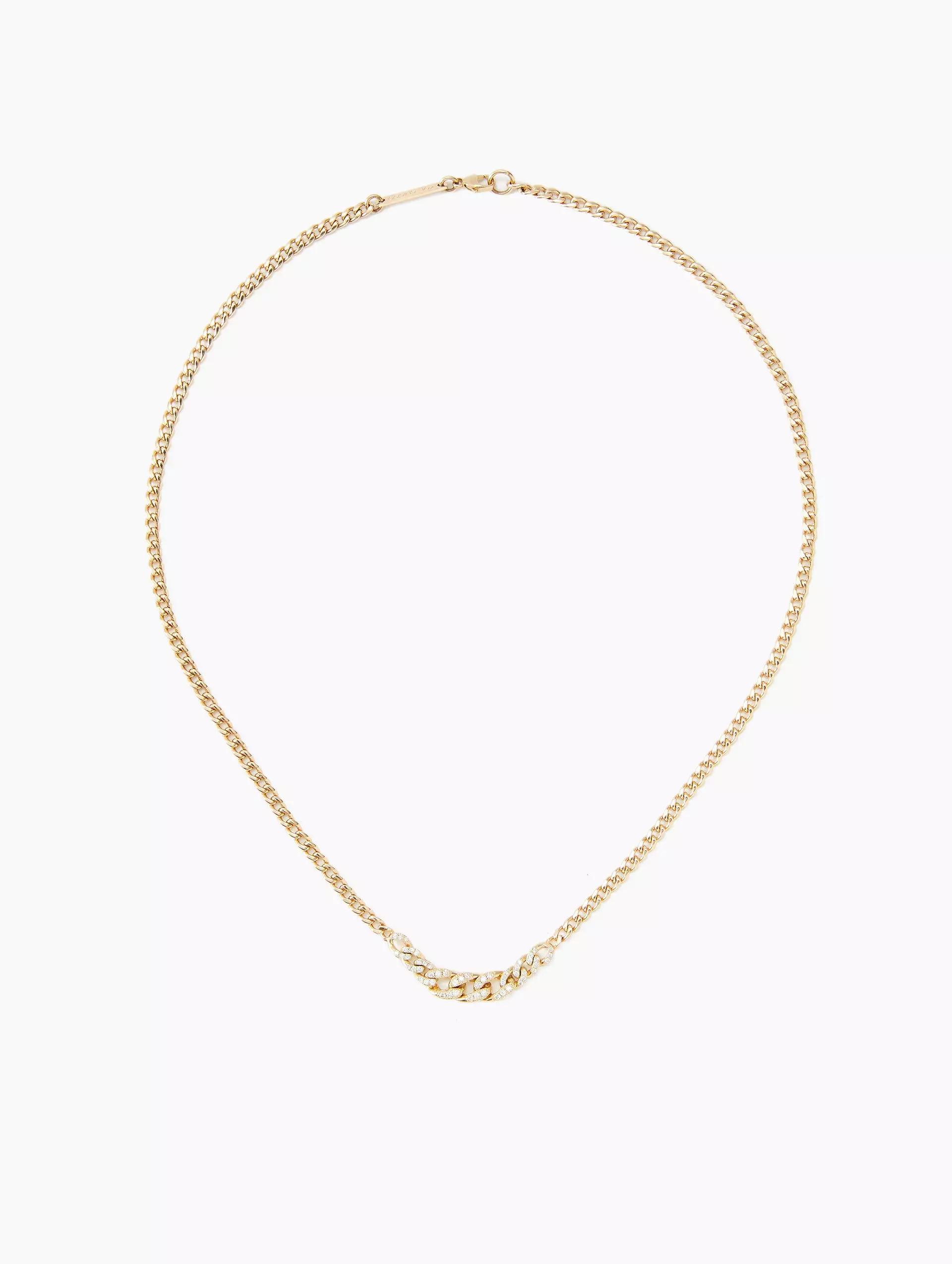 Pave Diamond Graduated Curb Chain Necklace