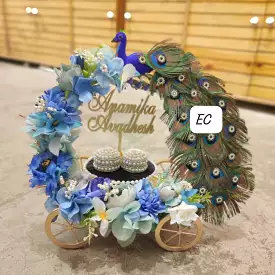 Peacock Carriage Ring Platter for Engagement -ANUB001RPB