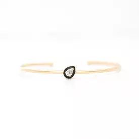 Pear Diamond and Black Enamel Bangle