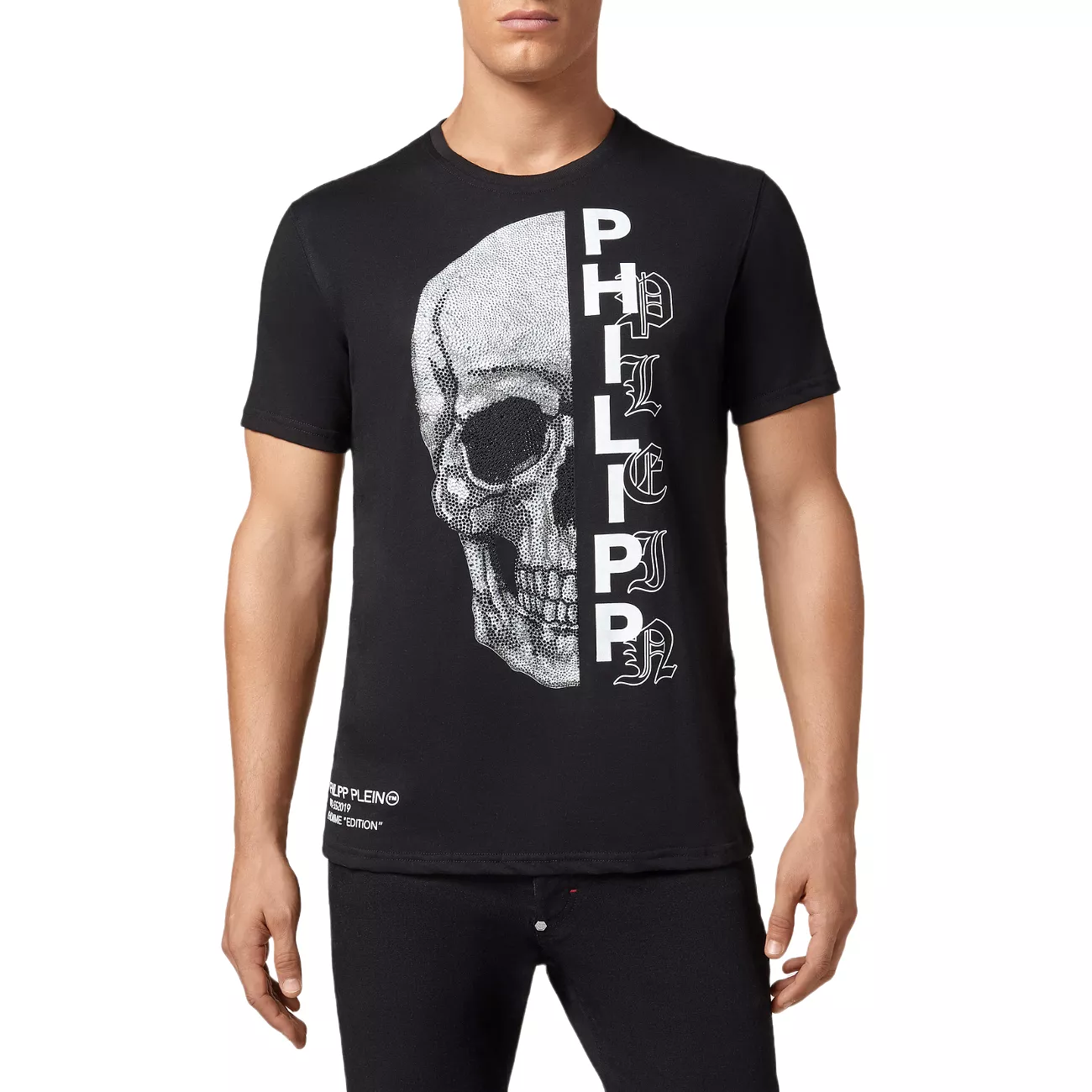 Philipp Plein Platinum Cut Round Neck Gothic Men's T-Shirt