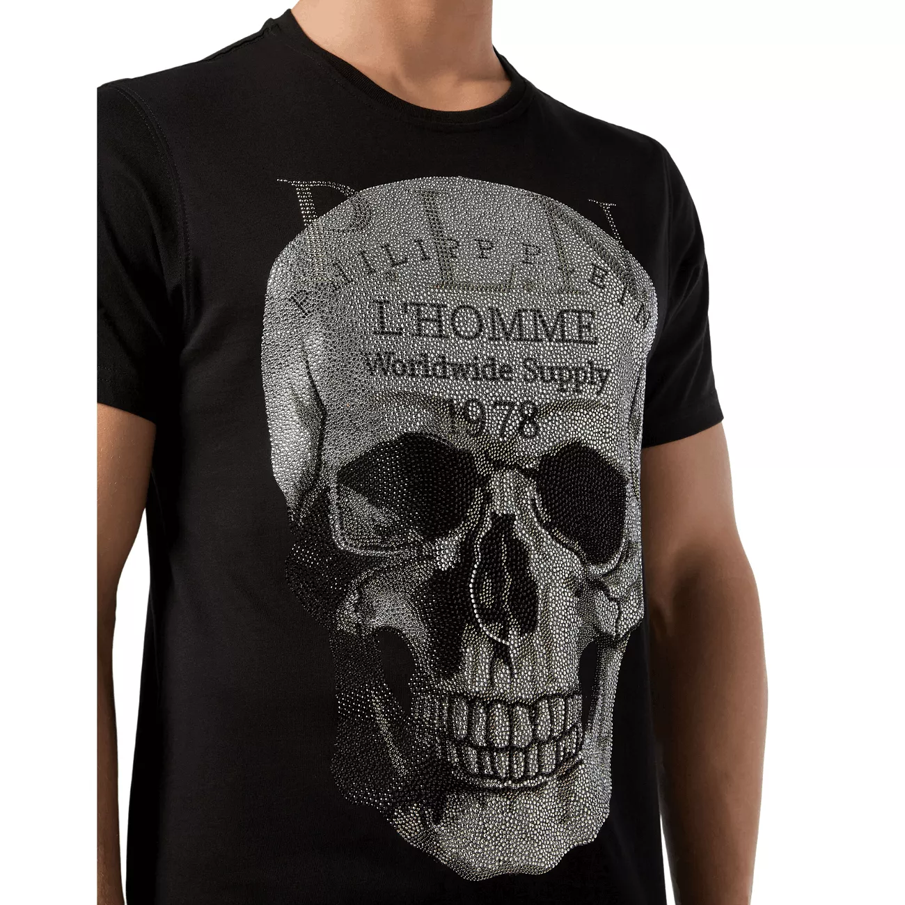 Philipp Plein Platinum Cut Round Neck Skull Men's T-Shirt