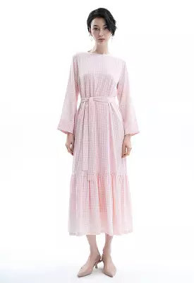 Pin Checkered Seer Sucker Maxi Dress