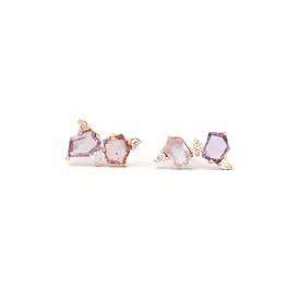 Pink & Peach Sapphire Mosaic Mix Studs