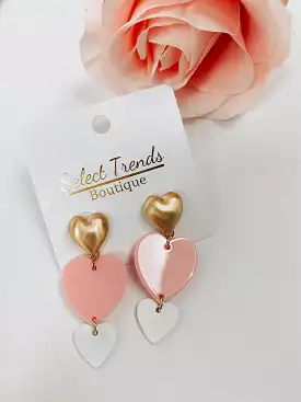 Pink Heart Drop Earrings