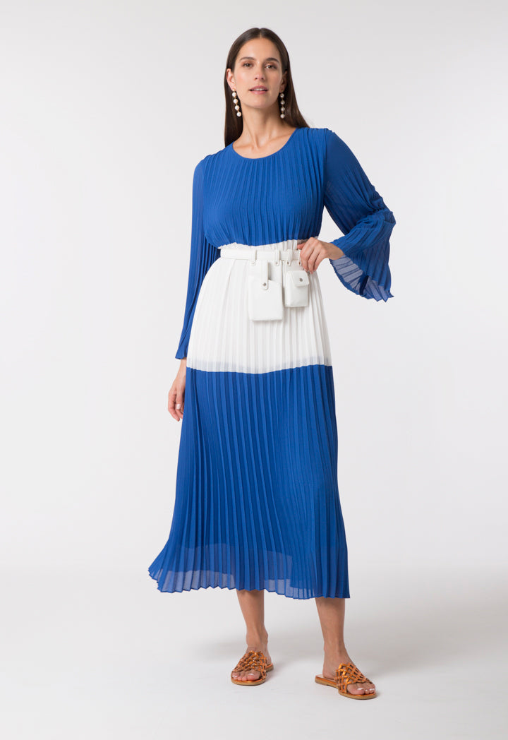 Pleated Color Block Dress