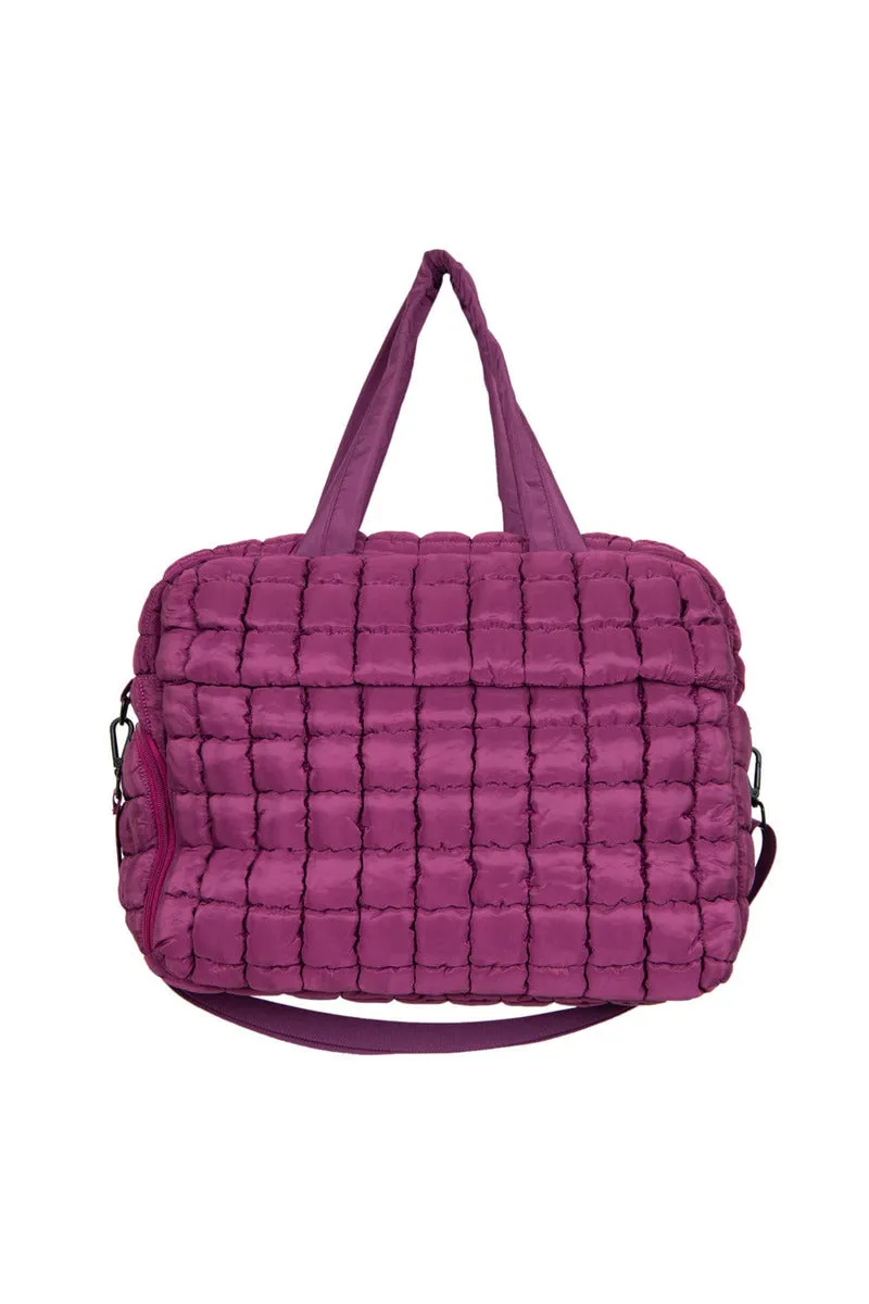 Plum Quilted Weekend Duffel w/ Pass-Thru Slip