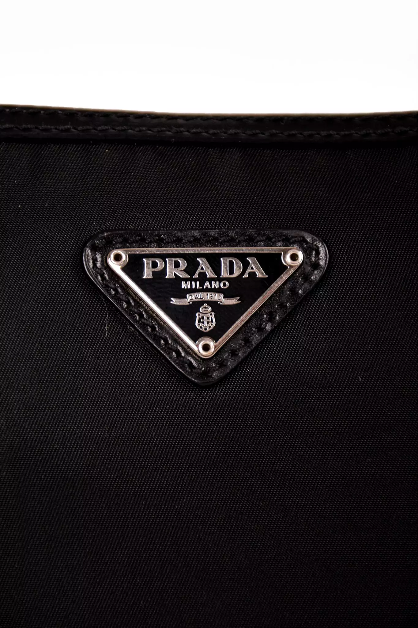 Prada Black Nylon/Leather Trim Silver Chain Crossbody Bag