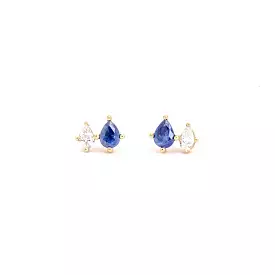 Premier Amigos Sapphire and Diamond Two Teardrop Studs