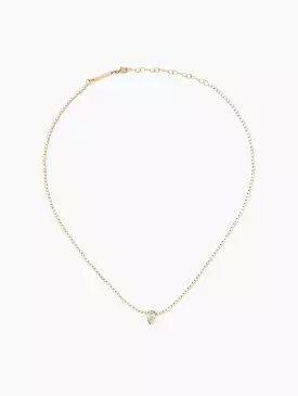 Prong Diamond Tennis Necklace With Pear Diamond Pendant