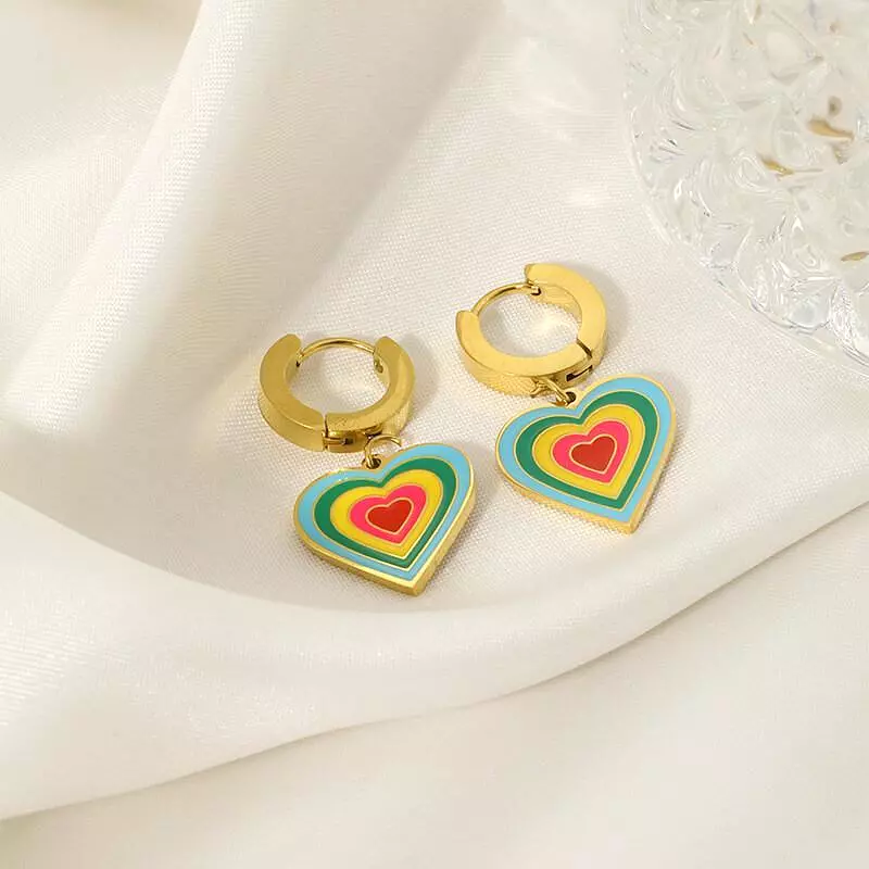 Rainbow Heart Earrings