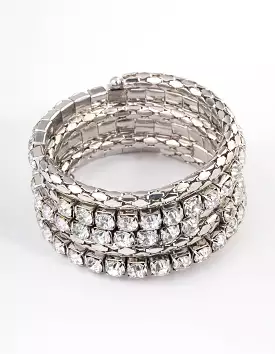 Rhodium Chunky Diamante Chain Wrapped Bracelet