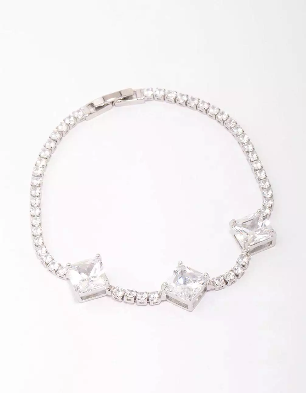 Rhodium Square Cubic Zirconia Bracelet