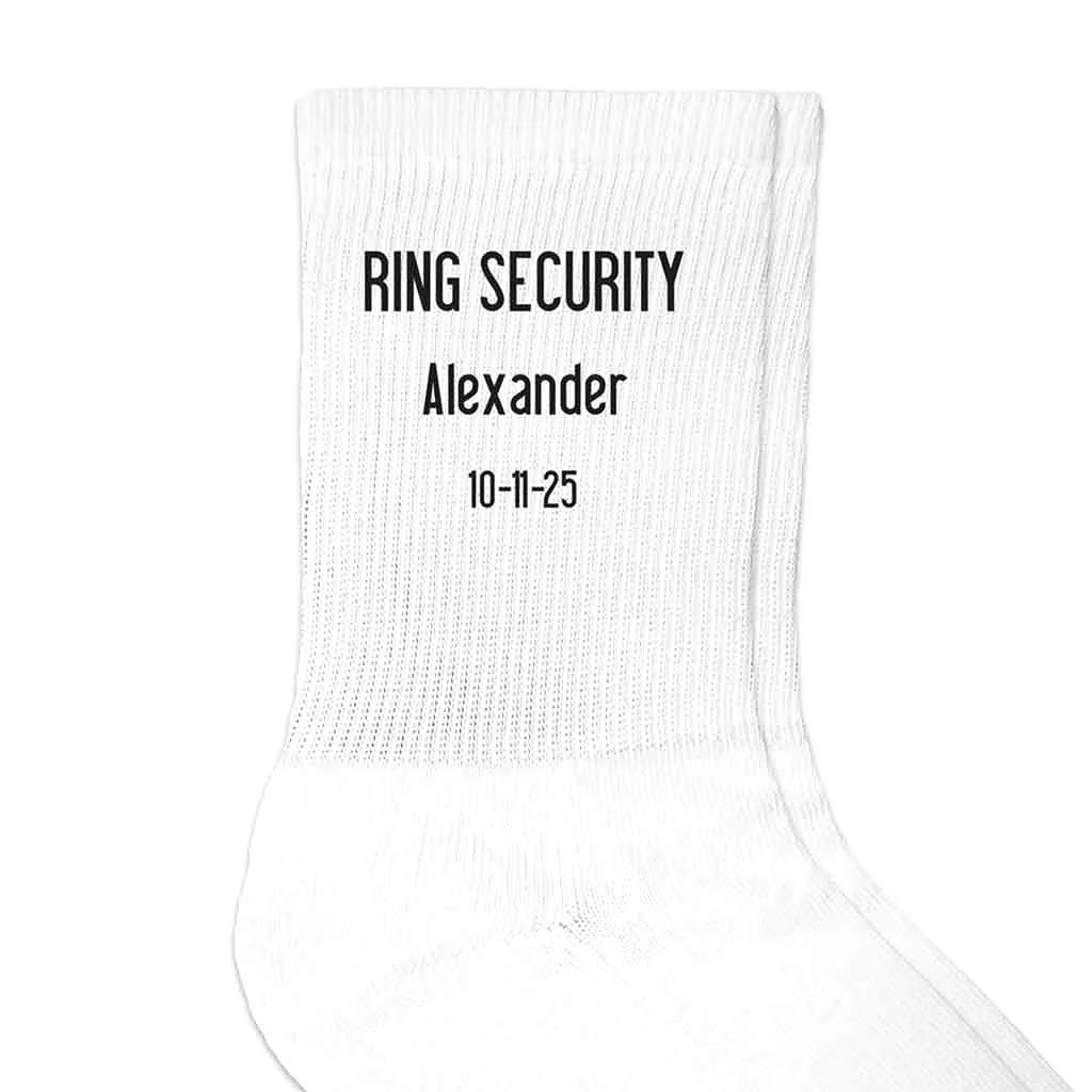 Ring Security Wedding Socks Personalized with Name and Date