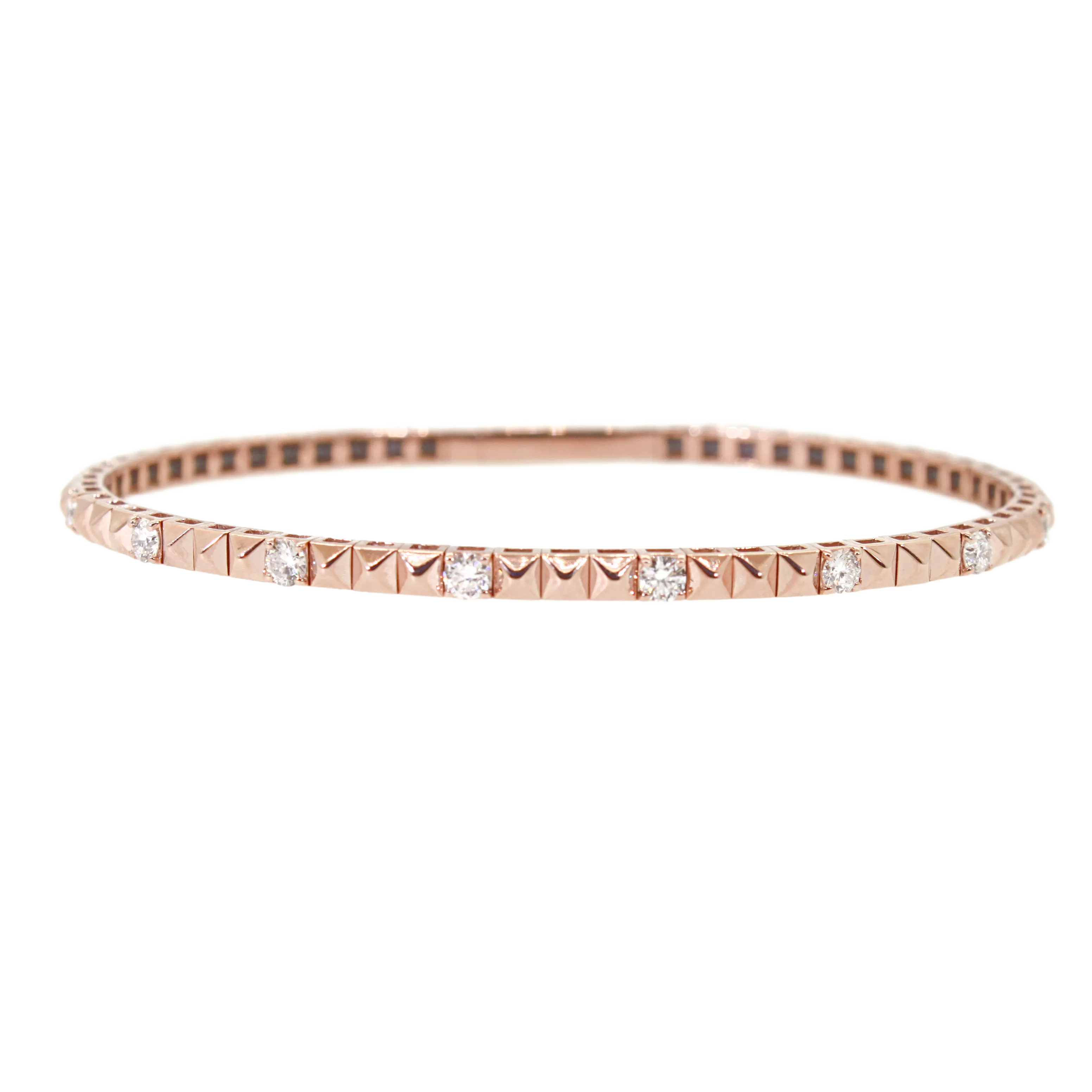 Rose Gold Flex Diamond & Pyramid Bracelet