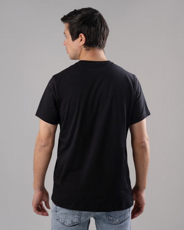 ROUND NECK PRINTED T-SHIRT - BLACK