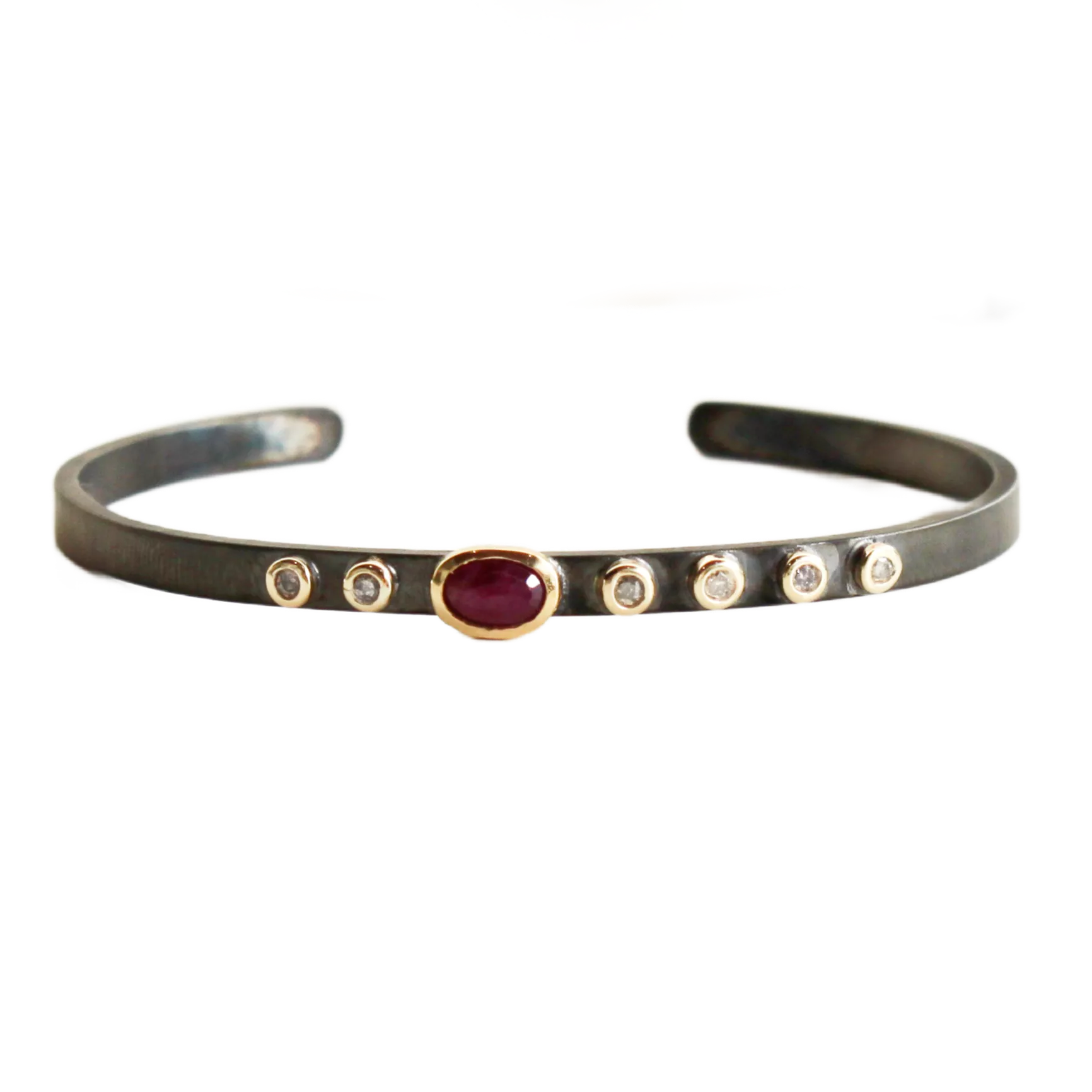 Ruby & Diamond Rhodium Cuff