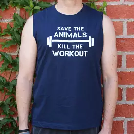 Save The Animals, Kill The Workout Muscle Tank - Navy