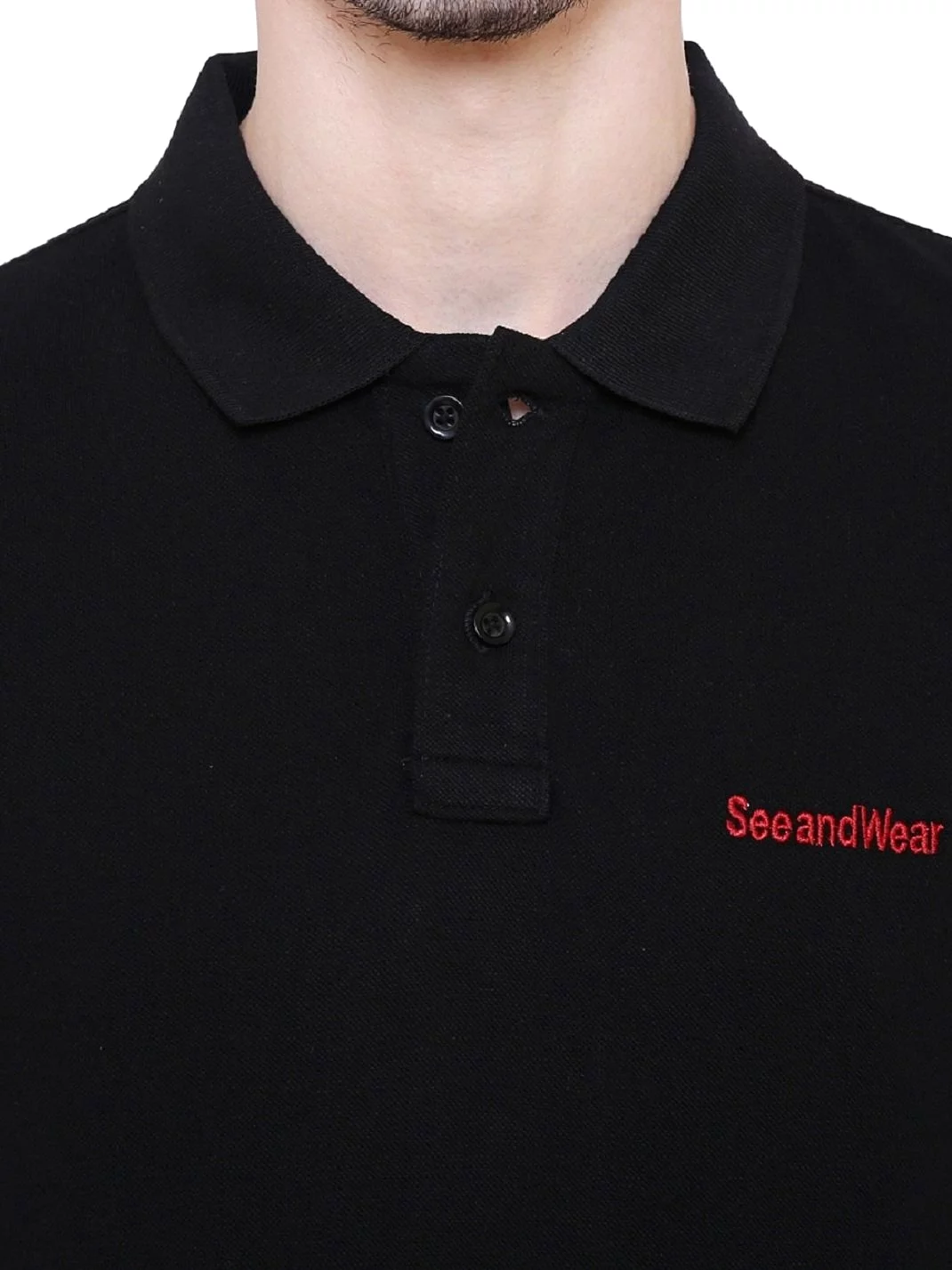 SeeandWear Men's Polo Collar Black T-Shirt