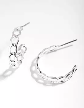 Silver Chain Link Hoop Earrings