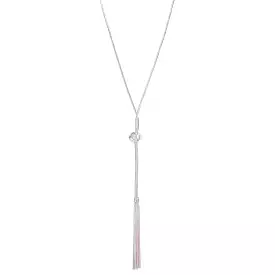 Silver Chain Tassel & Knotted Lariat Necklace