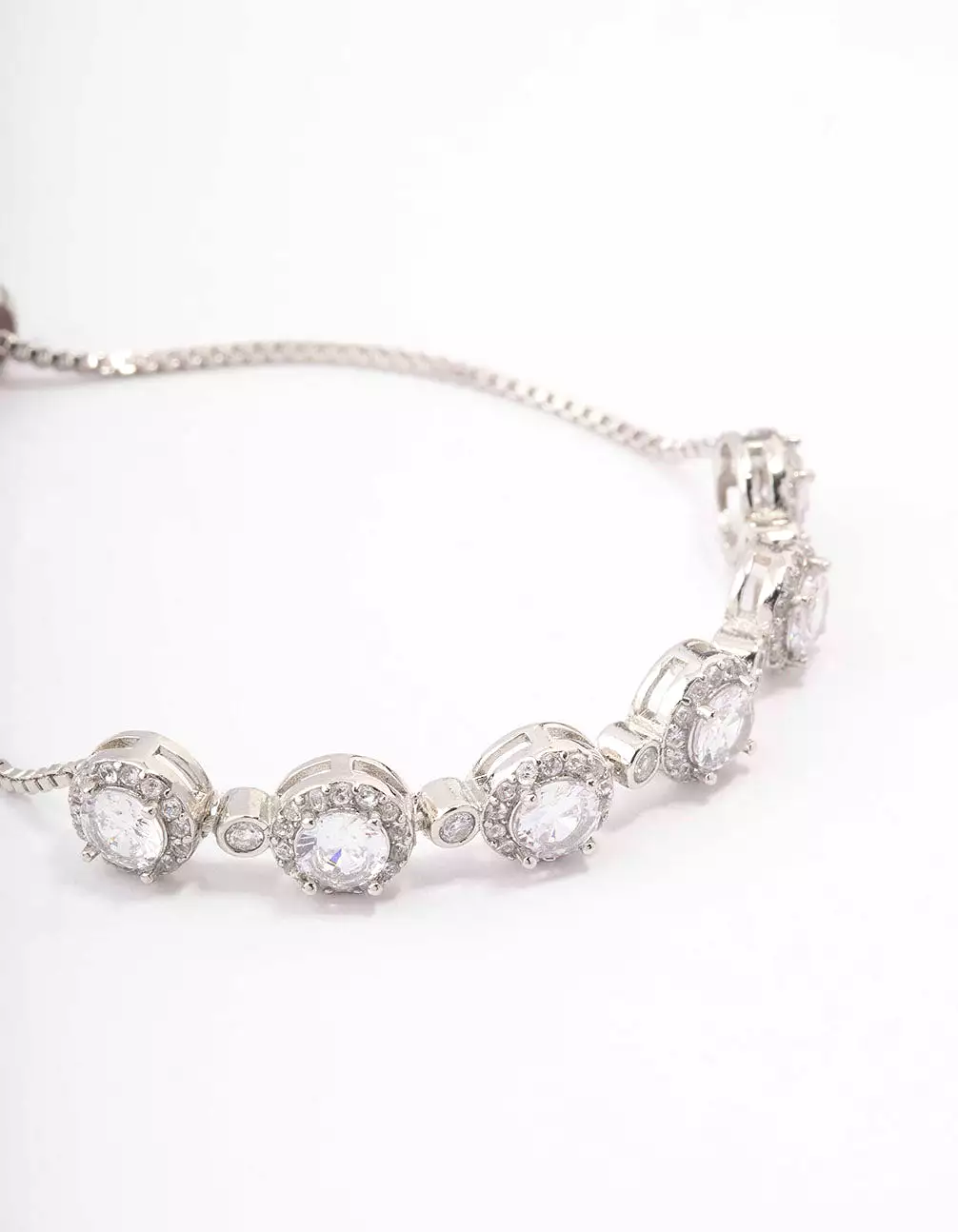 Silver Circular Cubic Zirconia Toggle Bracelet