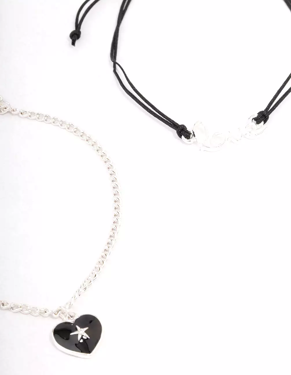 Silver Diamante Heart Love Bracelet Pack