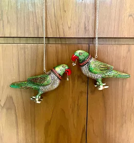 Silver Plated colored Parrots with chain for hanging -ANUB001SP