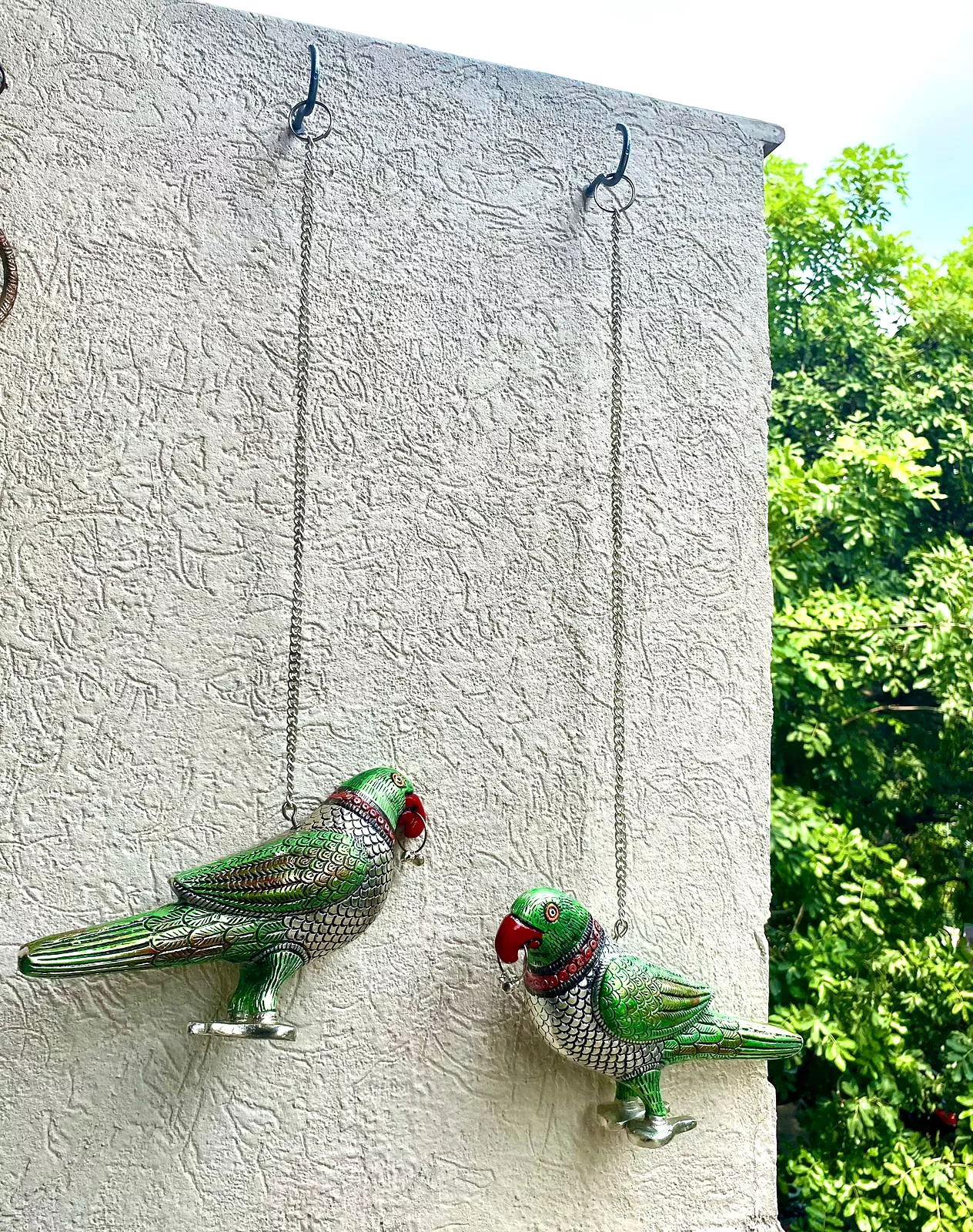 Silver Plated colored Parrots with chain for hanging -ANUB001SP