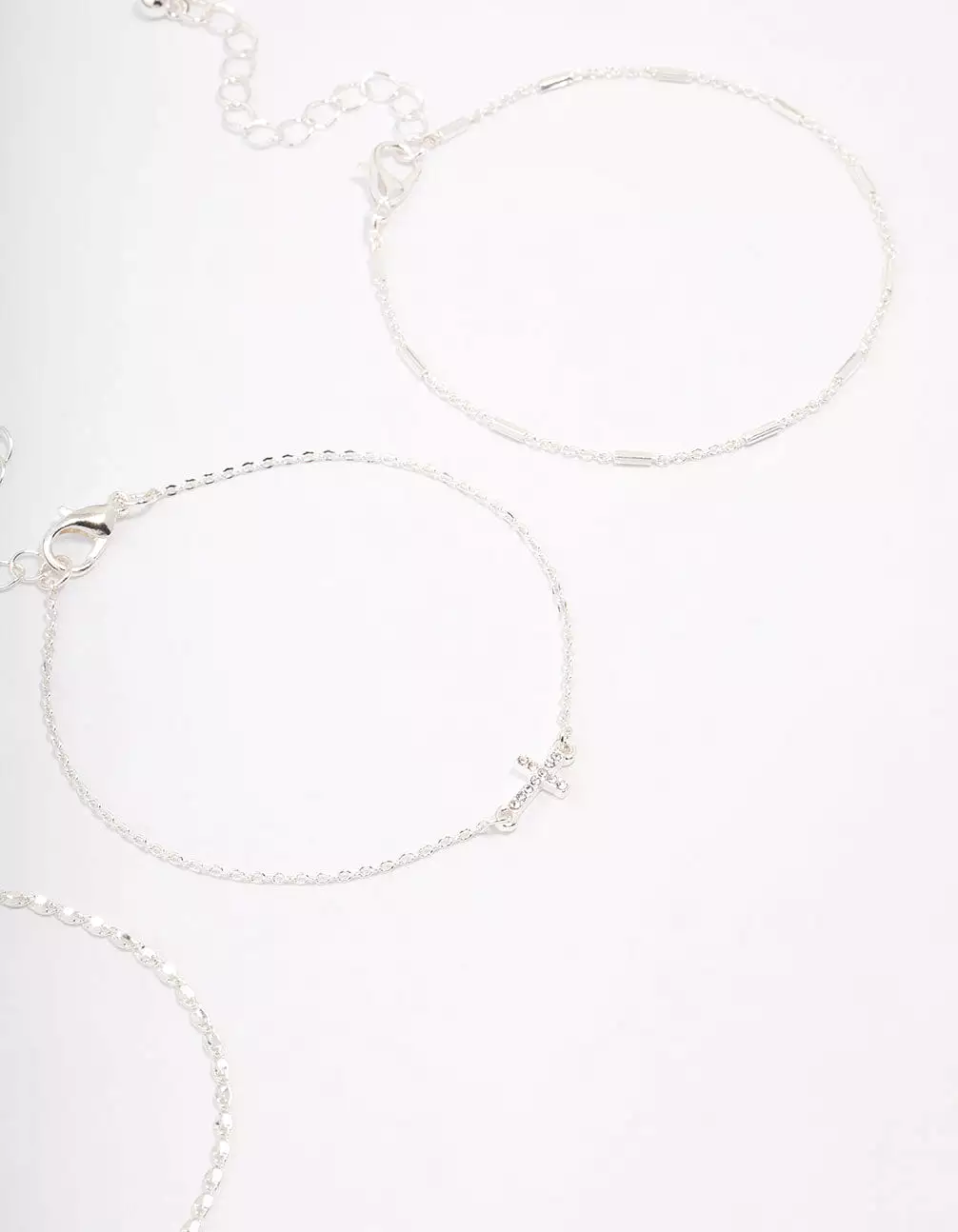 Silver Plated Diamante Cross Bracelet 3-Pack