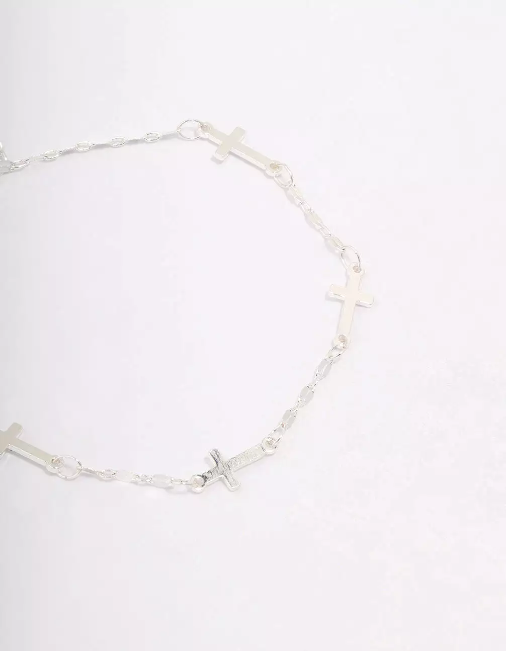 Silver Plated Station Cross Chain Bracelet