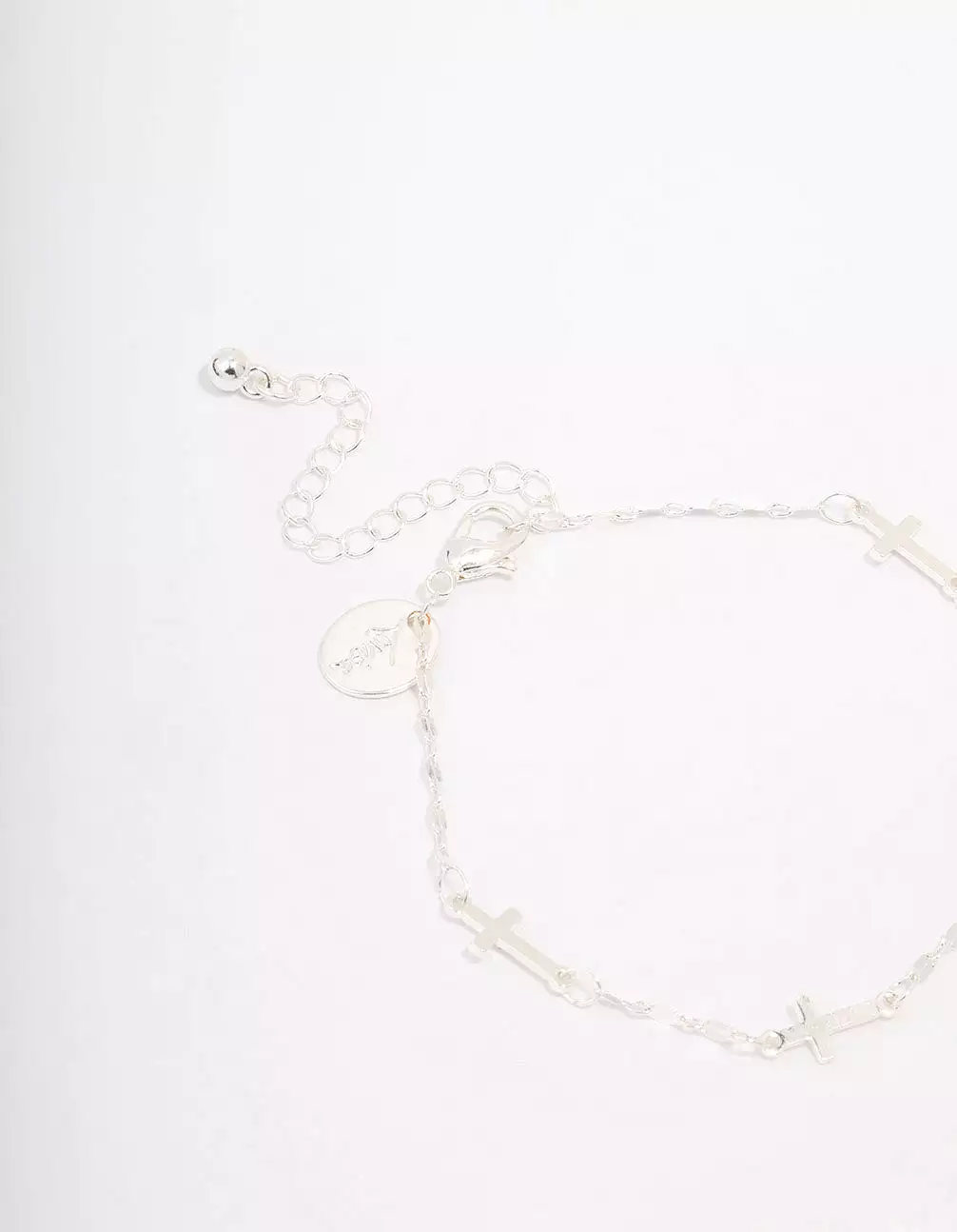 Silver Plated Station Cross Chain Bracelet