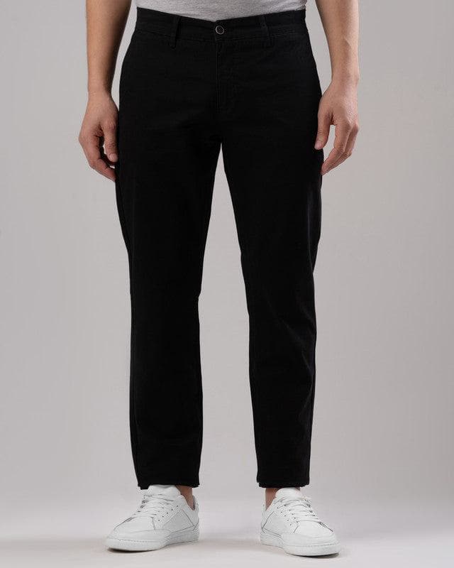 SLIM FIT CHINO TROUSERS  - BLACK