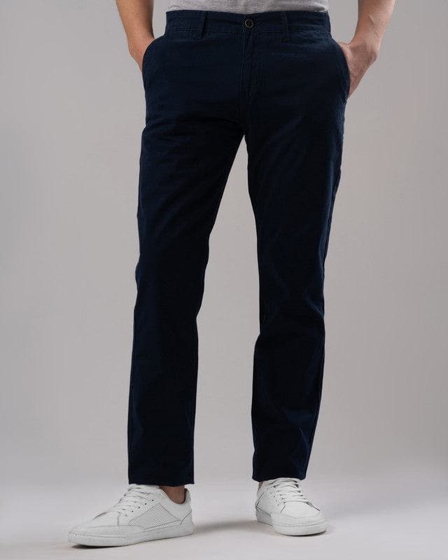 SLIM FIT CHINO TROUSERS  - NAVY