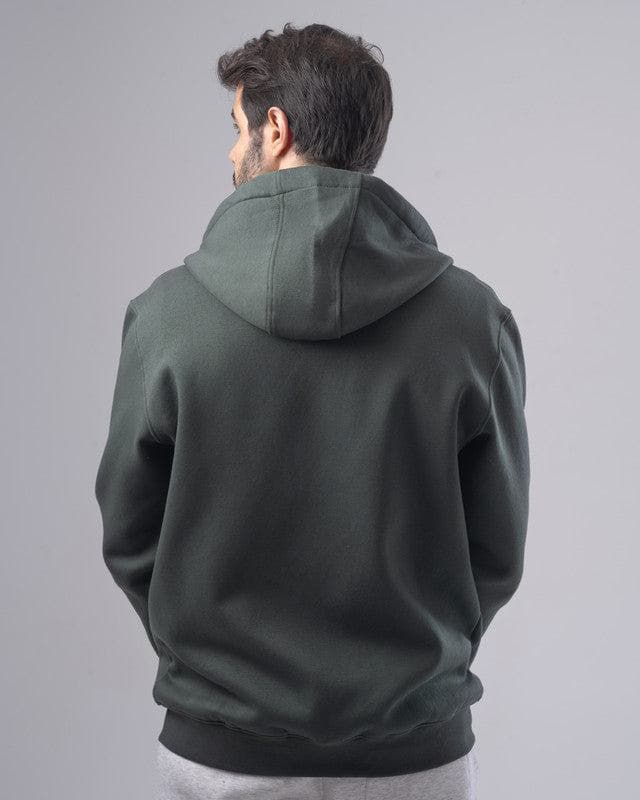 SLIM-FIT ZIP-THROUGH HOODIE - DARK OLIVE