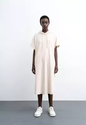 Soft-Textured Hooded Dress